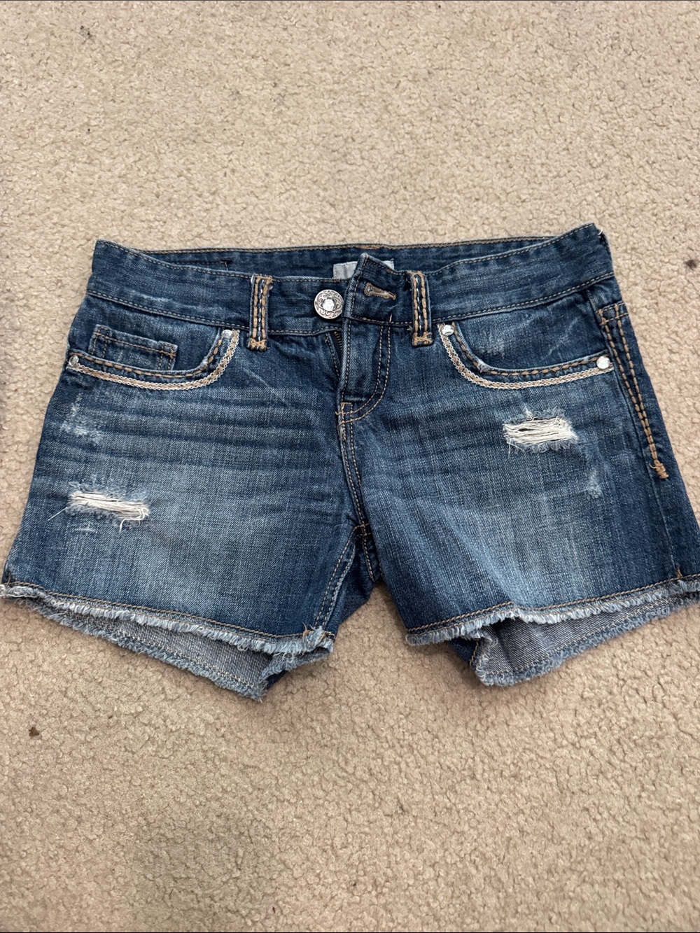 Daytrip Dark Blue Distressed Denim Shorts- size 26